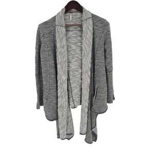 Free People In The Loop Open Front Long Heather Gray Draped Cardigan XS Layering